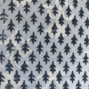 Hand Block Printed Cotton Fabric Geometric Leaf <b>Repeat</b> Design | Sky Blue Indian Ethnic Textile - Product Image 1