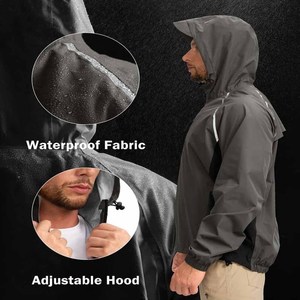Chaqueta cortavientos de talla grande para hombre para correr al aire libre, chaqueta cortavientos impermeable de lluvia de poliéster suave subida por Dress Sports - Product Image 3