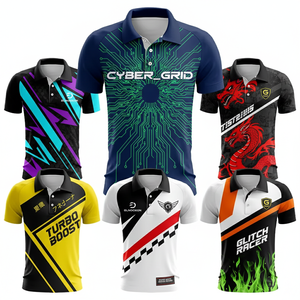 Chemises polo de course automobile et moto unisexes sur mesure en polyester, taille plus, design de sublimation intégrale, manches courtes, course en pit - Product Image 1
