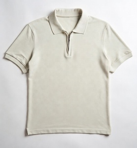 Men's Fashion Zip Polo Shirt Short Sleeve Premium Quality Custom Logo Service Pique Fabric Collar Design Breathable Moisture - Product Image 1