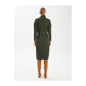 Vestido de Punto a Rayas con Cinturón de Lana para Mujer BGN W24HD022 - Elegante Vestido Suéter con Cinturones - Product Image 5