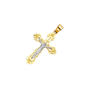 Alta moda Jesucristo Fancy Christian Crucifijo colgante 14K dos tonos chapado en oro diamante corte Cruz niños cobre personalizado - Product Image 2