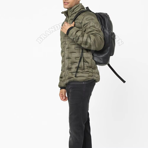 Veste à bulles matelassée à poches bleu clair imperméable pour homme Parka d'extérieur à manches longues à séchage rapide grande taille - Product Image 6
