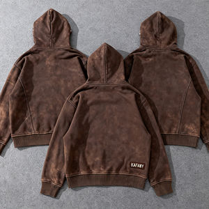 Sudadera con Capucha Gruesa de Algodón para Hombre, Sudadera Cálida y Pesada con Bolsillo Frontal Grande, Adecuada para la Moda Urbana Diaria - Product Image 2