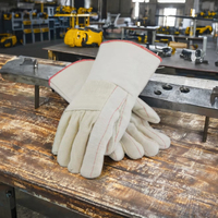 Gant blanc à double paume 28OZ avec gantelet et sangle d'articulation gants de sécurité/gants de travail industriel en gros aux États-Unis TX