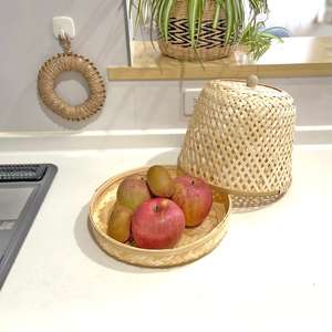 Vintage Winnowing Storage Basket for Meal Reusable Bamboo Food <b>Tent</b> <b>Cover</b> Dinning Accessories - Product Image 3