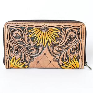 Collection d'automne tournesol outillé portefeuille en cuir véritable Western bohème outillage à la main gland décoration meilleur cuir personnalisé - Product Image 4