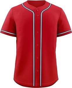 Maillot de baseball uni à manches courtes avec boutons, personnalisable en couleur et design, logo personnalisé, passepoil contrastant, uniforme d'équipe - Product Image 3