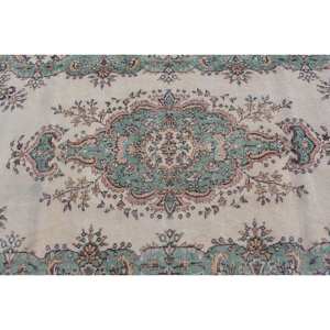 Tapis turc vert Vintage 37x68 pieds Style Boho classique Patchwork motif laine Latex grande surface Beige couleur secondaire - Product Image 5