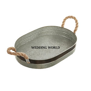 Plateau de service galvanisé Vaisselle de forme ovale faite à la main Home Ware Plateau de table chic et élégant Plateau de service de gros - Product Image 1