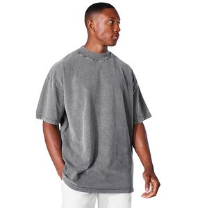 Vente en gros de t-shirt délavé à l'acide surdimensionné pour hommes de haute qualité Streetwear Hip Hop 100% coton t-shirts délavés à l'acide vintage - Product Image 4