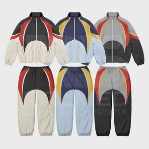 Trending Product Casual Solid Windbreaker Tracksuit Custom Logo Digital Print Regular Two Piece Jacket and <b>Trouser</b> Set - Product Image 5