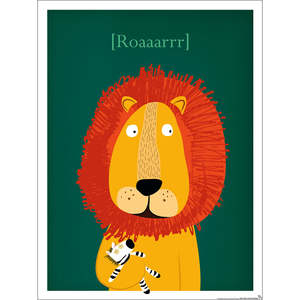 Modern Children's Room <b>Poster</b> Featuring a Big Lion Cat Made of Paper - Product Image 1