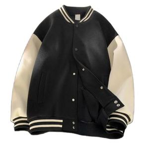 Chaqueta polar 380GSM de gran tamaño con logotipo personalizado para hombre, estilo de béisbol con cuello levantado y doble botonadura de alta calidad - Product Image 1