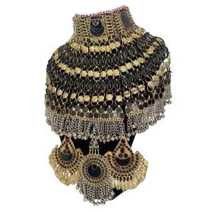 Conjuntos de Joyería Fina Tradicional Afgana Kuchi para Mujer, Collar Largo Kundan, Chapado en Plata Vintage, Acero Inoxidable, Estilo Antiguo para Bodas - Product Image 1