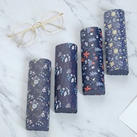 Boîte à lunettes semi-rigide à imprimé floral personnalisé, étui de protection portable pour lunettes de voyage, vente en gros, étui à lunettes écologique fait main