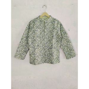 Chaqueta Unisex de algodón 100% acolchada con estilo, bloque de mano estampado Floral, diseño Reversible, botón transpirable de longitud corta - Product Image 6