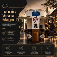 Kiosque alimentaire rond, kiosque à café mobile, stand de vente extérieur à double fenêtre, stand de café pop-up, chariot de concession au design personnalisé