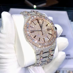 นาฬิกาข้อมือเพชรแบบสปอร์ตสำหรับผู้ชายผู้หญิง Moissanite ระบบกลไกอัตโนมัติ