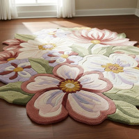 Tapis d'intérieur en laine à fleurs artistique fait à la main, tapis de déclaration fait à la main pour les intérieurs modernes, cadeau de décoration d'intérieur