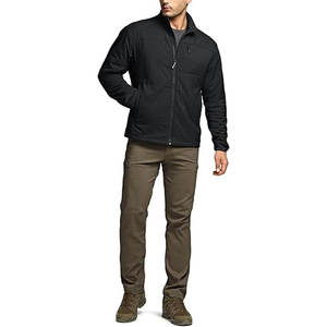 Men's <b>Canvas</b> <b>Jacket</b> with Stand Collar Front Logo Full Zipper Waterproof Hooded Breathable Anti-Wrinkle Quick Dry - Product Image 3
