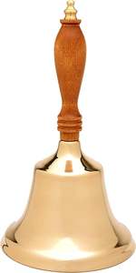 Brass Santa <b>Bell</b> Best Finishing Designs Christmas Brass Metal <b>Bell</b> With Wooden Handle Design - Product Image 3