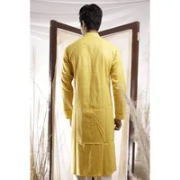 STUDIO-N Élégant Jaune Noblesse Coupe Droite Mi-longue Toutes Saisons Coton Longue Durée Tenue Traditionnelle Indienne Confortable pour Hommes