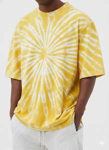 T-shirt tie-dye personnalisé OEM, T-shirt en coton lourd délavé à l'acide, surdimensionné, vintage, uni, homme, épaules tombantes, unisexe - Product Image 6