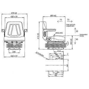 Asiento compacto para tractor con suspensión, para elevador de horquillas, cortacésped y cargador - Product Image 4