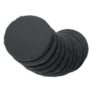 Posavasos redondos de mármol para bebidas, con soporte de marco de metal negro, posavasos de piedra negra, alfombrillas de corcho absorbentes, manteles individuales, portavasos - Product Image 4