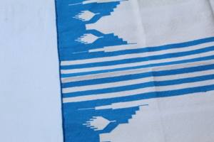 Multicolor 4x6 pies Tejido a mano Algodón Dhurrie Alfombra Artesanal indio Hecho Trenzado Técnica Geométrico Zig Zag Patrón Lavable - Product Image 6