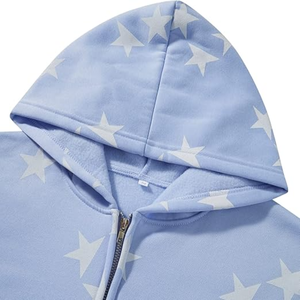 Recién llegado, sudaderas con capucha informales para mujer, ligeras, 100% de algodón, tejido de lana, cuello con capucha de invierno, cremallera forrada, estampado frontal - Product Image 2