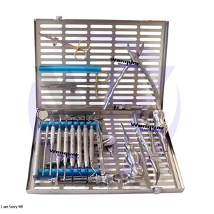 Kit Profesional de Implantes Dentales, 11 Instrumentos Quirúrgicos para Injerto Óseo con Casete de Esterilización Grande, Proveedor de Acero Wenquar - Product Image 4