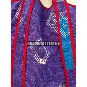 Main indienne bloc imprimé coton réversible matelassé fourre-tout sacs à provisions style géométrique pliant sacs de plage - Product Image 4