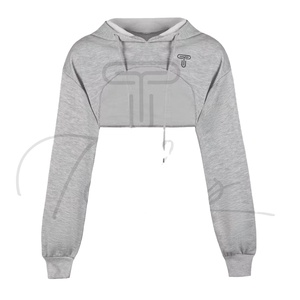 Sweat-shirt à capuche court surdimensionné personnalisé pour femme, style streetwear décontracté - Product Image 1