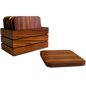 Collection de dessous-de-verre en bois d'acacia poli |   Finition artisanale de qualité supérieure |   Décoration de table élégante |   Artisanat en bois de qualité supérieure - Product Image 1