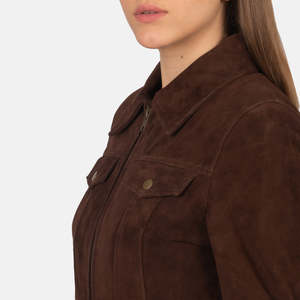 Chaqueta sólida para mujer Chaquetas con logotipo de diseño OEM Diseño de Venta caliente único Chaqueta de cuero para mujer Cuero - Product Image 3