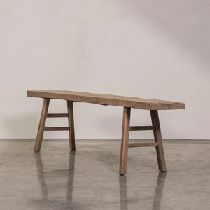 Banco Elegante de Madera Marrón Antigua para Sala de Estar con Diseño Intrincado - Product Image 1