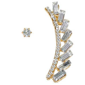 Boucles d'oreilles Urthn Fine Cuff Poignets d'oreille en pierre autrichienne blanche plaquée or 1310402 - Product Image 1