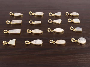 Awesome Quality Natural Fire Moonstone 18k Gold Plated Single <b>Bail</b> <b>Pendant</b> Connector DIY <b>Pendant</b> Connector Charms Making Jewelry - Product Image 6