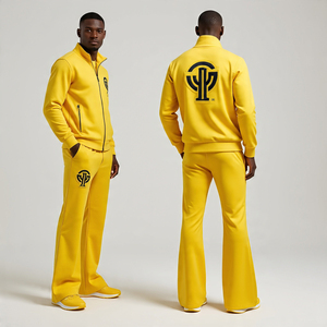 Chaqueta con cremallera para hombre de la mejor calidad, pantalón acampanado, chándal con cremallera, pantalón de gran tamaño, chándal con cremallera de poliéster y algodón - Product Image 6