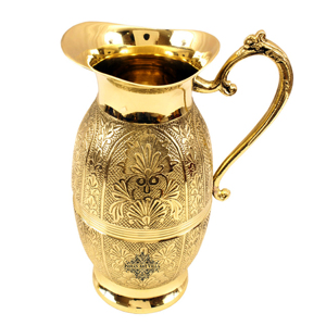 IndianArtVilla Jarra tradicional de diseño en relieve de latón puro-1300 ML para almacenamiento y bebida - Product Image 2