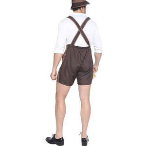 Costume d'Oktoberfest pour homme, Lederhosen bavarois court, respirant, taille haute avec bretelles, tenue traditionnelle - Product Image 2