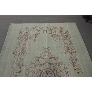 Alfombra clásica de lana de retazos verde Beige, diseño de Aubusson turco de 4,9x8,3 pies para sala de estar, mesita de noche, pasillo, rectángulo de látex - Product Image 5