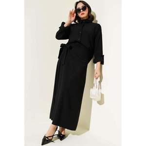 Ensemble 2 pièces avec jupe nouée sur le côté Noir - Product Image 4