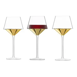 Wholesale Gold Colored Electroplated Wedding Decoration Wine Glasses Luxury glass goblet supply from Chinese glassware factory
