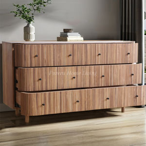 Armoire en bois de teck massif au design moderne avec 6 tiroirs Finition de couleur naturelle pour meubles de salon - Product Image 6