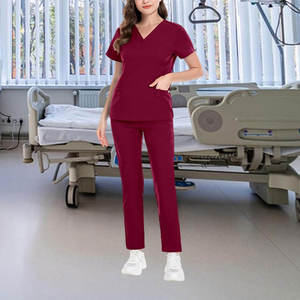 Tenue d'hôpital d'été la plus vendue pour femme, uniforme d'infirmière personnalisé à col en V pour usage hospitalier - Product Image 4