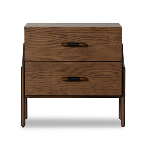 Table de chevet deux tiroirs en bois de teck massif intérieur chambre Hotell Villas meubles-Saula - Product Image 2