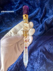 ไม้เซเลไนต์คริสตัลอัญมณีธรรมชาติไม้กายสิทธิ์อเมทิสต์แกะสลักหินอเมทิสต์แท่งนวดบำบัดทางจิตวิญญาณ - Product Image 3